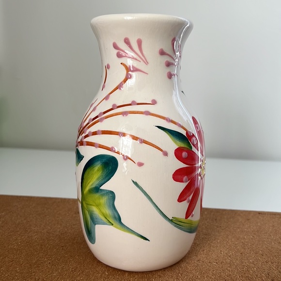 Handmade White Vase with Flower Design - Picture 2 of 5